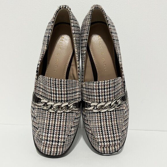 Kelly & Katie Womens Tonnia Chunky Houndstooth Loafer Heels 7M Dark Academia Y2K - Picture 8 of 12